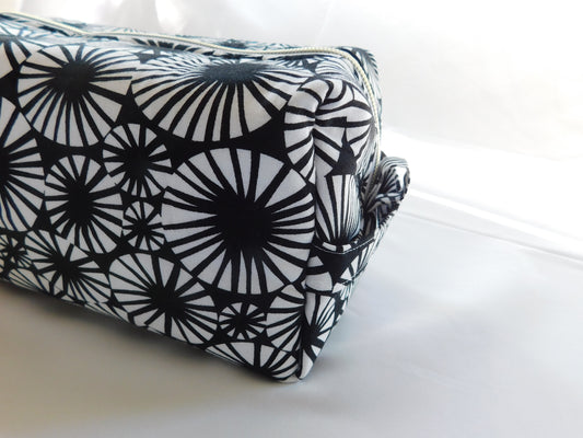 Boxed Black & White Makeup Bag