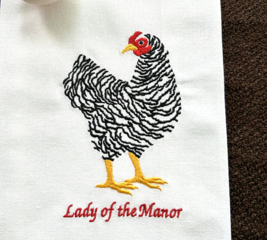 Lady of the Manor Handmade Embroidered Tea Towels | Funny Animal