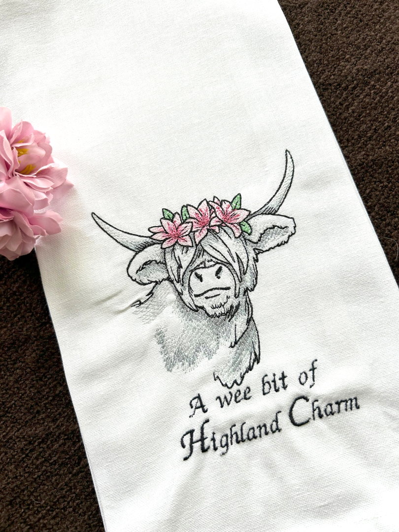 Highland Charm Handmade Embroidered Tea Towels | Funny Animal