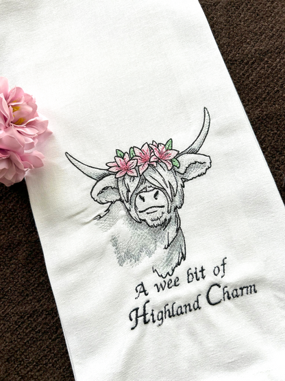 Highland Charm Handmade Embroidered Tea Towels | Funny Animal