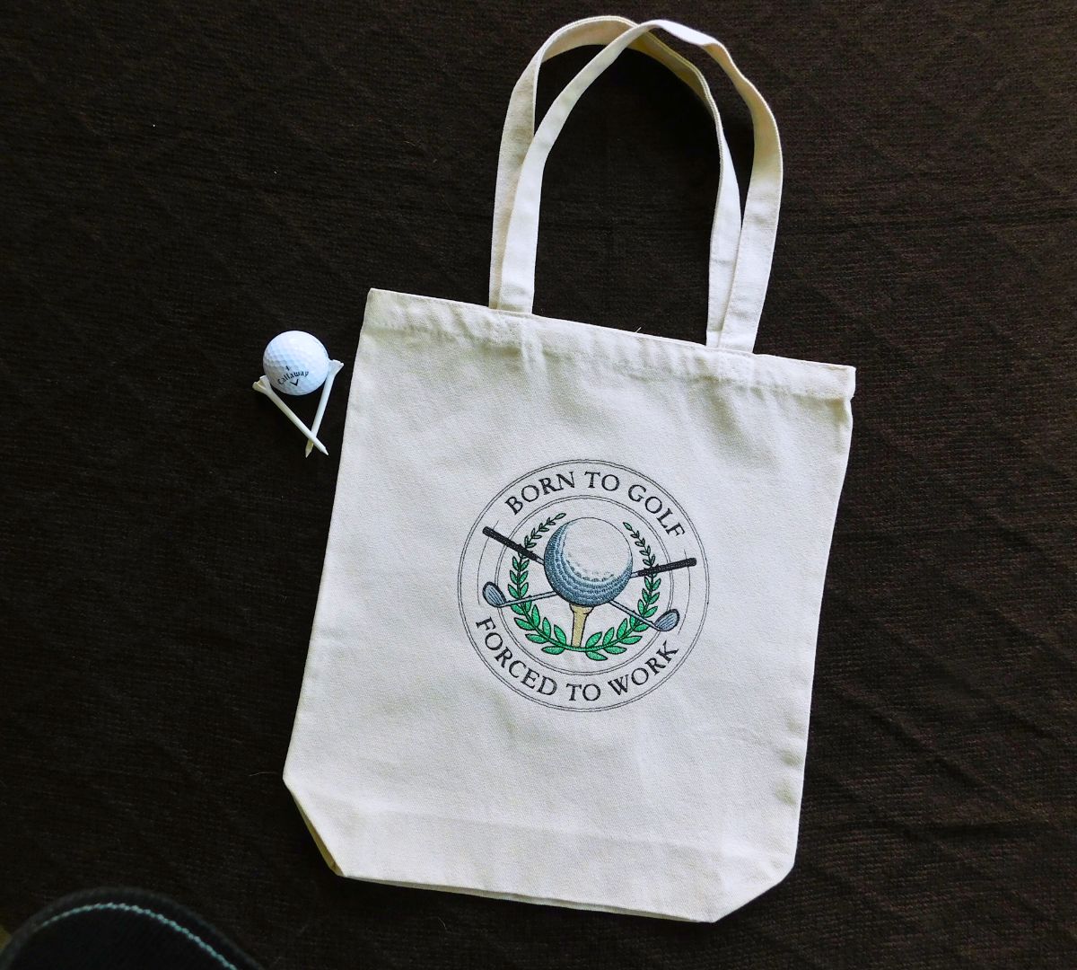 Born to Golf Handmade Embroidered Tote Bags in Calgary