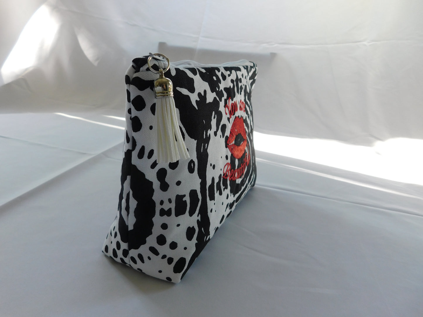 You Are Beautiful Embroidered Cosmetic Bag