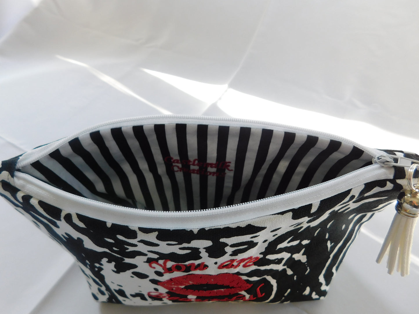 You Are Beautiful Embroidered Cosmetic Bag