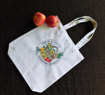 Local Farmers Market Embroidered Tote Bag