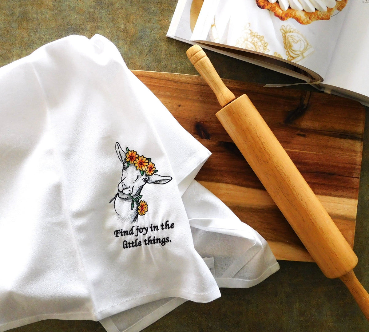 Find Joy Handmade Embroidered Tea Towels | Funny Animal
