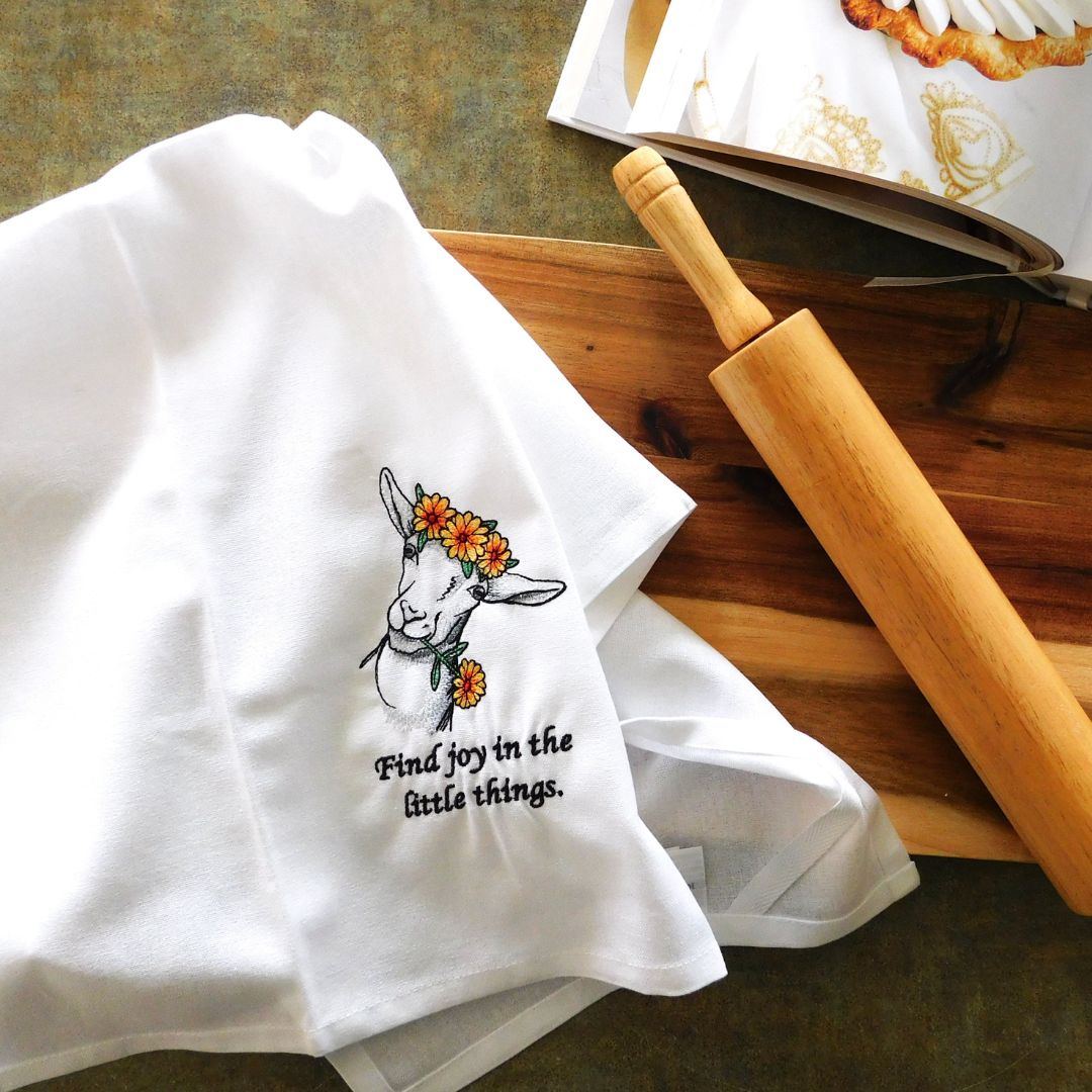 Find Joy Handmade Embroidered Tea Towels | Funny Animal