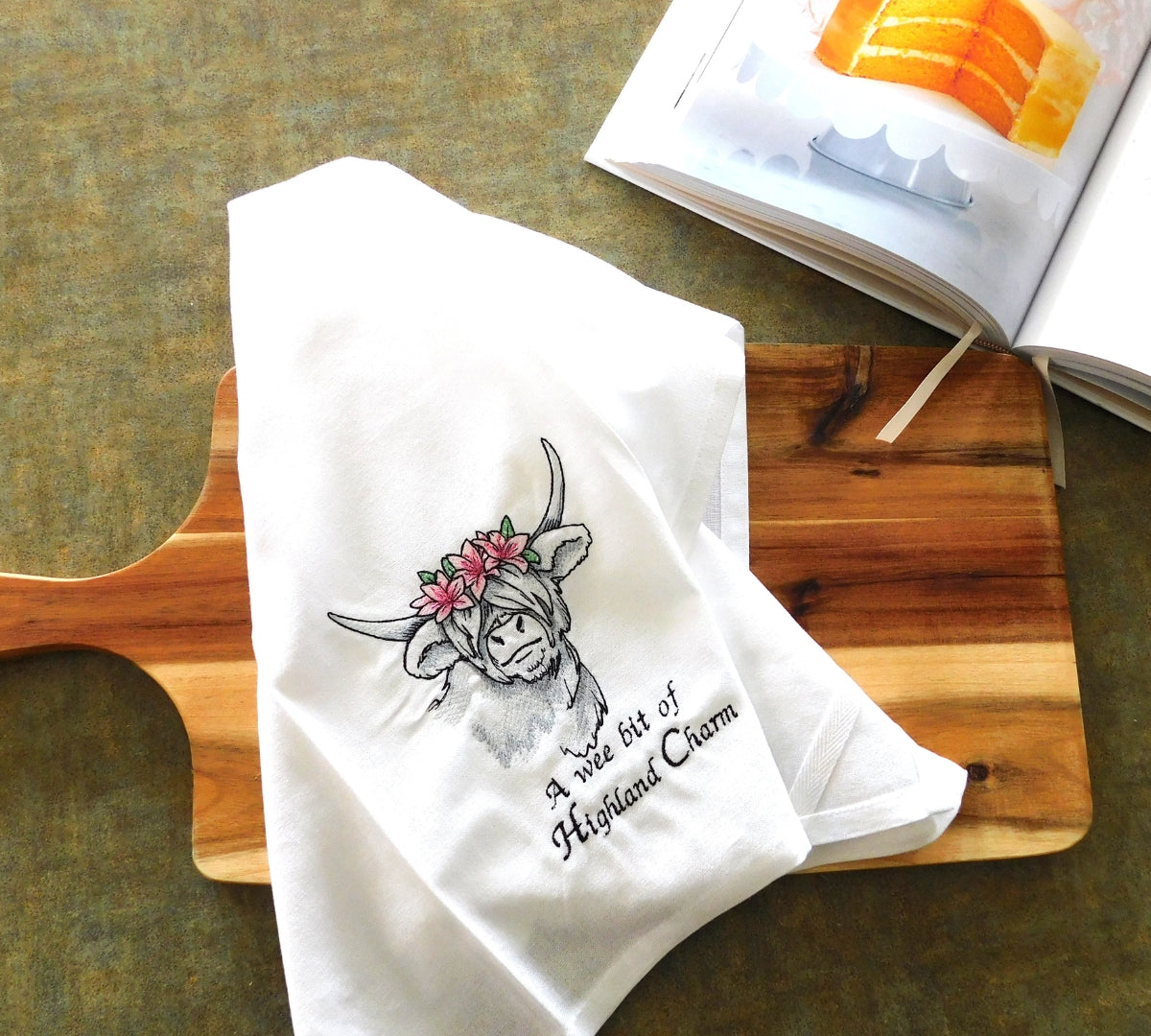 Highland Charm Handmade Embroidered Tea Towels | Funny Animal