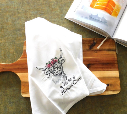 Highland Charm Handmade Embroidered Tea Towels | Funny Animal