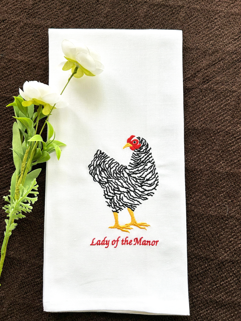 Lady of the Manor Handmade Embroidered Tea Towel in Calgary