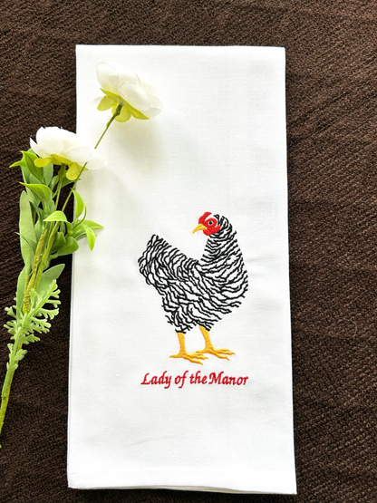 Lady of the Manor Handmade Embroidered Tea Towel in Calgary