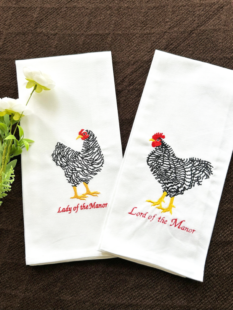 Lady of the Manor Handmade Embroidered Tea Towel in Calgary