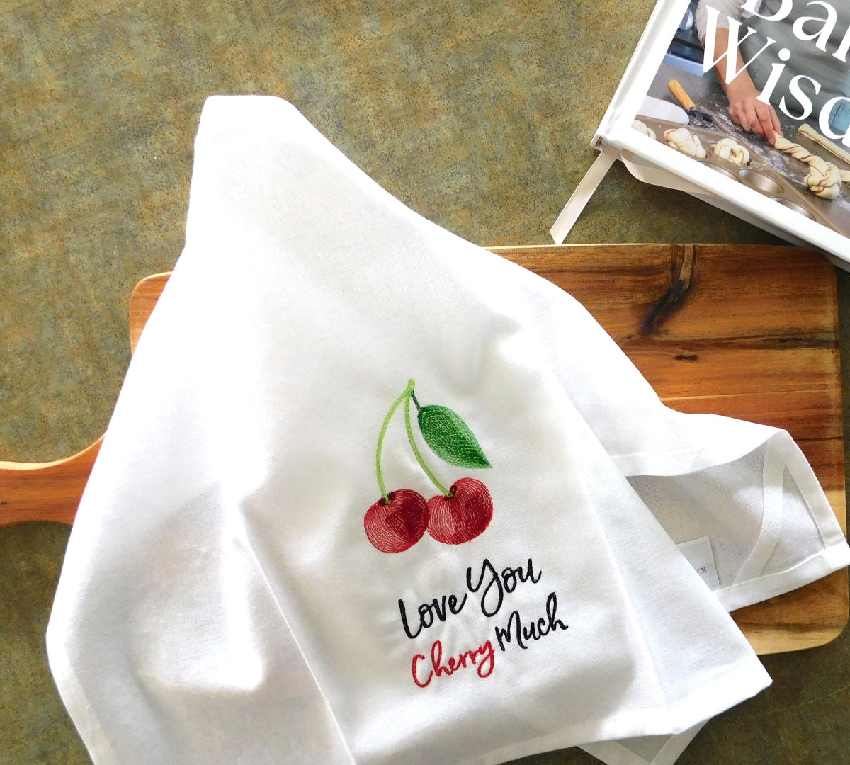 Love You Cherry Much Handmade Embroidered Tea Towels