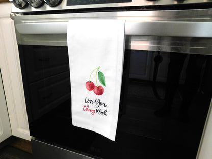 Love you Cherry Much Embroidered Tea Towel