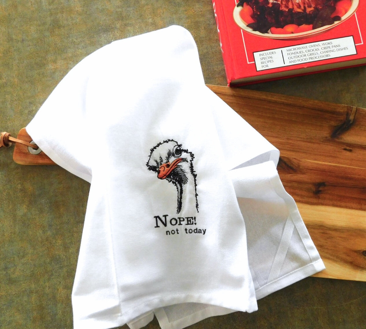 Nope Not Today Handmade Embroidered Tea Towels