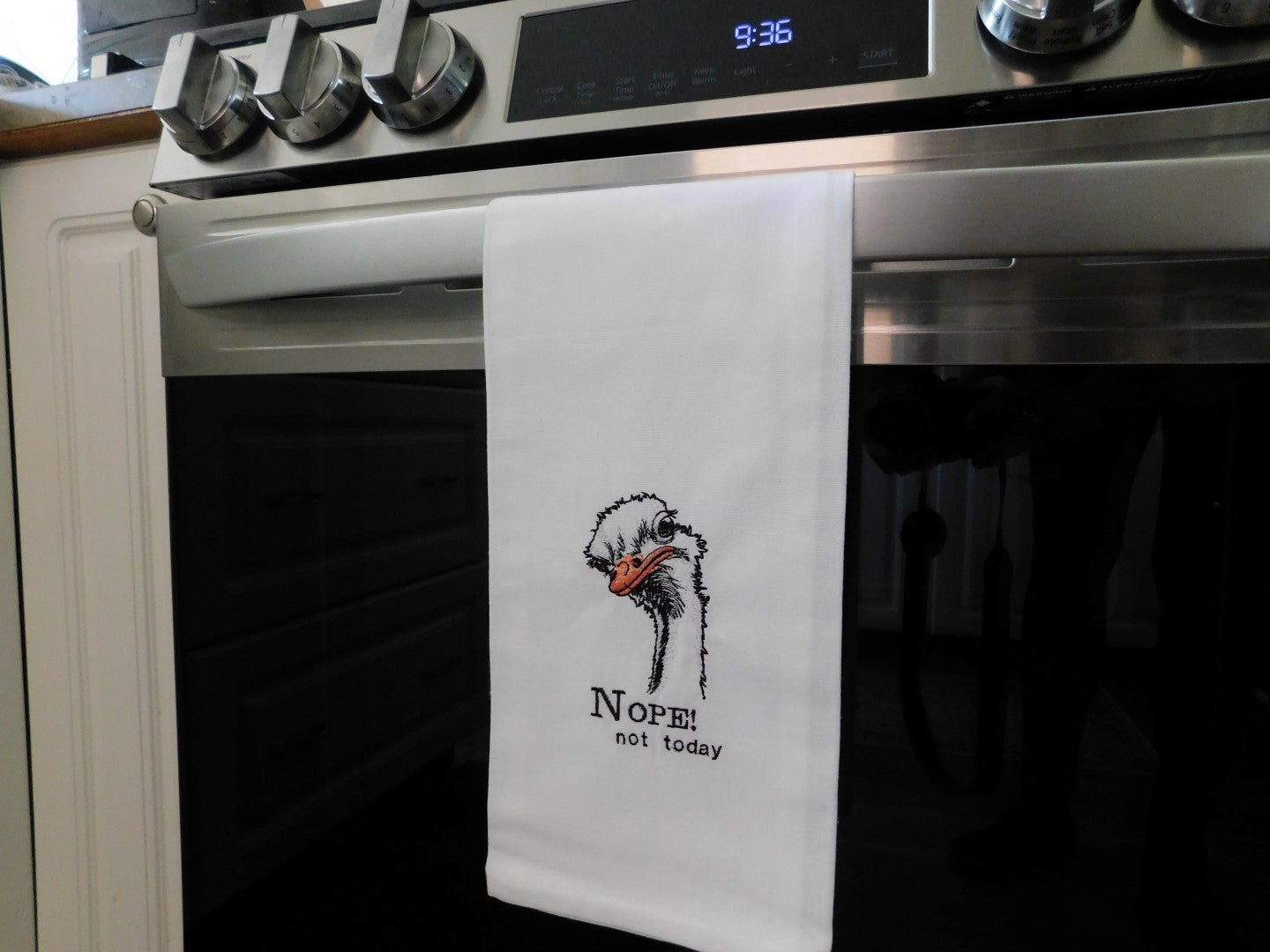 Nope Not Today Handmade Embroidered Tea Towels