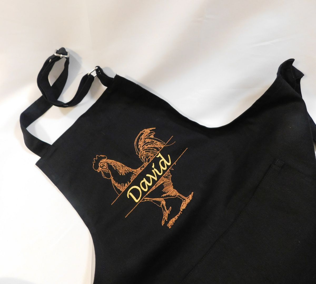 Personalized Embroidered Black Aprons in Calgary