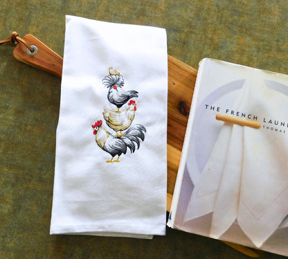 Tower of Chickens Handmade Embroidered Tea Towels